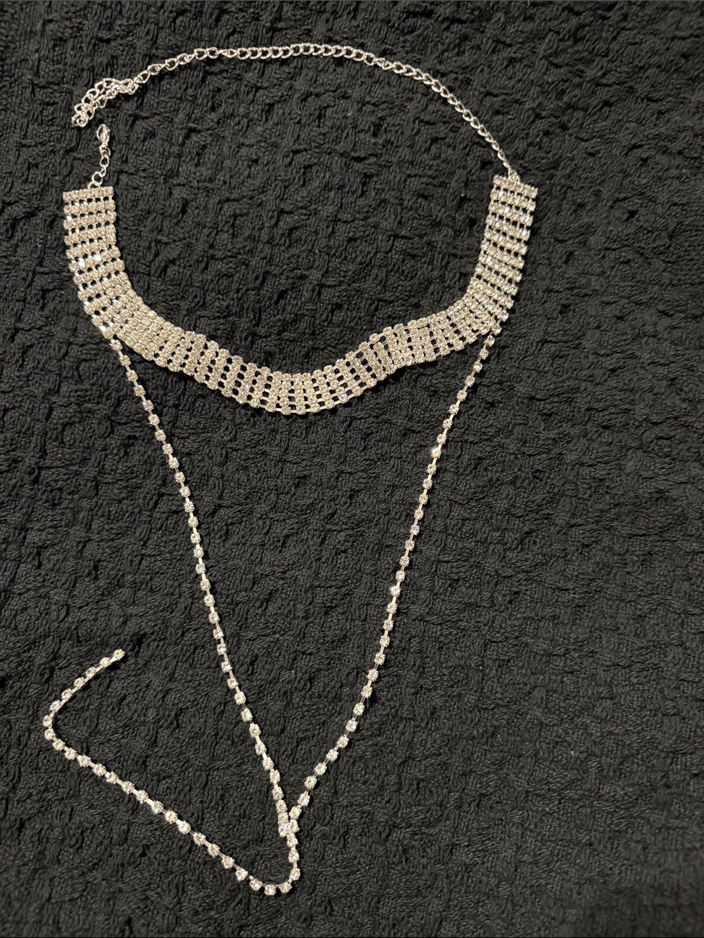 Silver Crystal Layered Choker Necklace - Women Jewelry